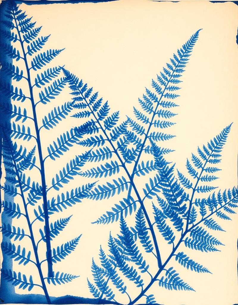 Fern Cyanotype, Framed